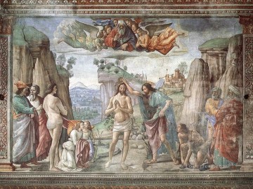 El bautismo de Cristo 1486 Florencia renacentista Domenico Ghirlandaio Pinturas al óleo